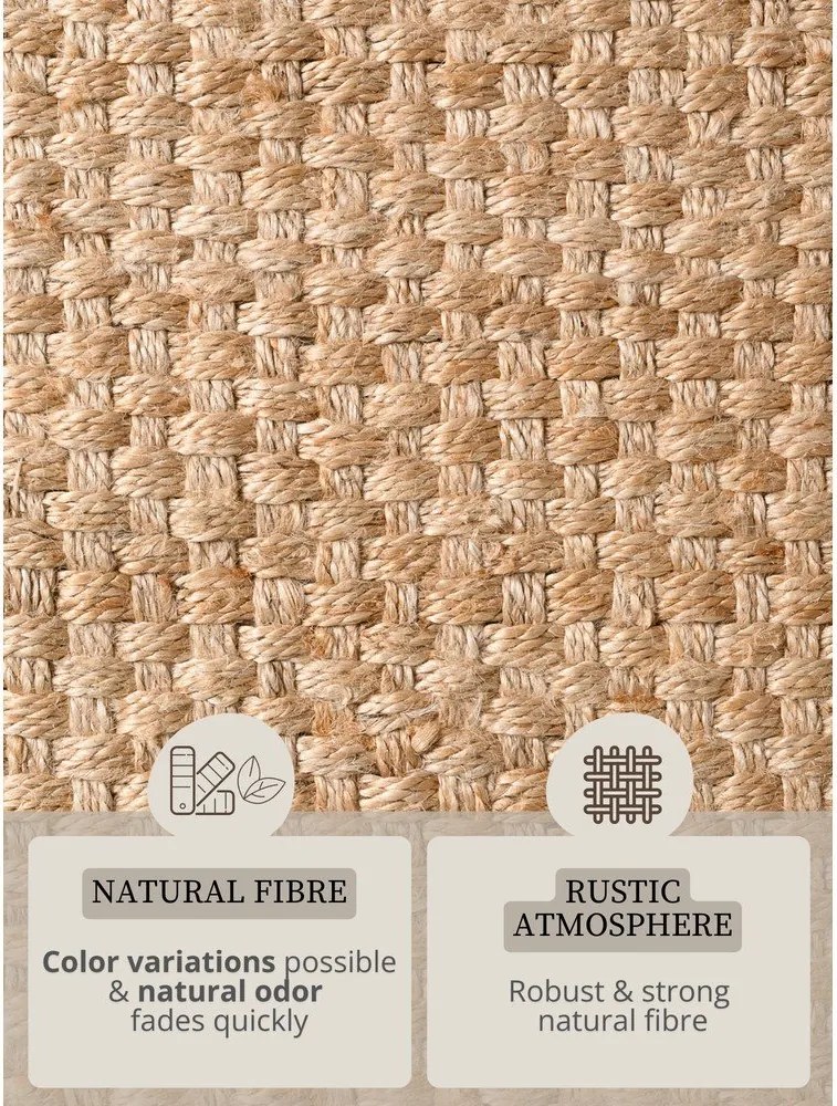 Obojstranný/ručne tkaný jutový behúň v prírodnej farbe 80x300 cm Fjord – Hanse Home