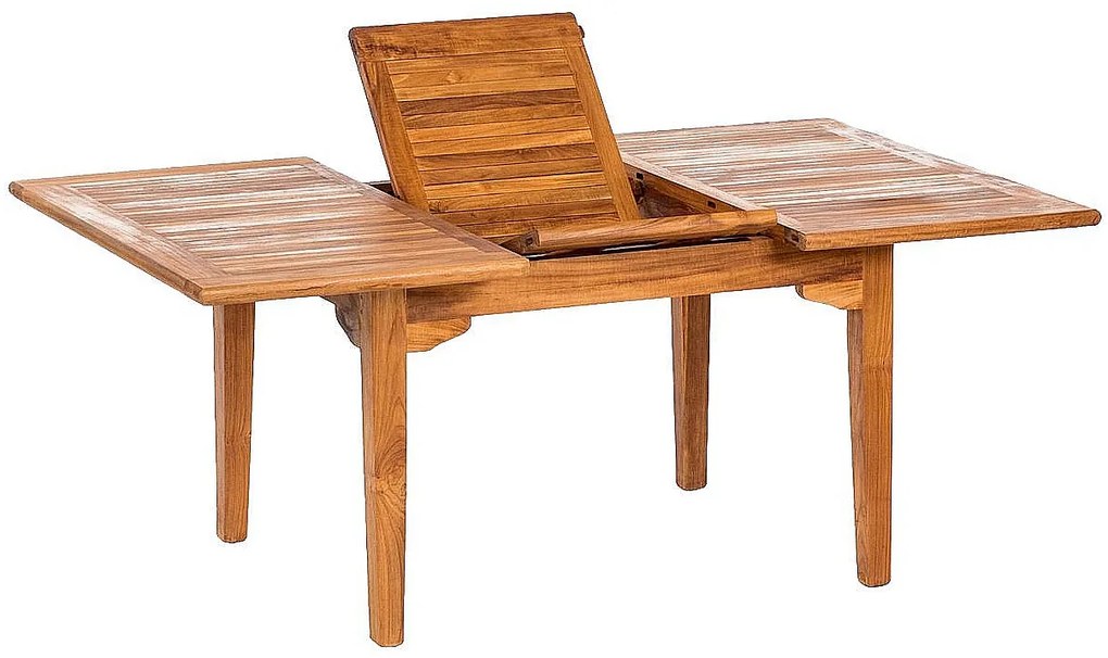 DEOKORK Teakový stôl ELEGANTE 160 / 220 × 120 × 78 cm | ovál | rozkladacia