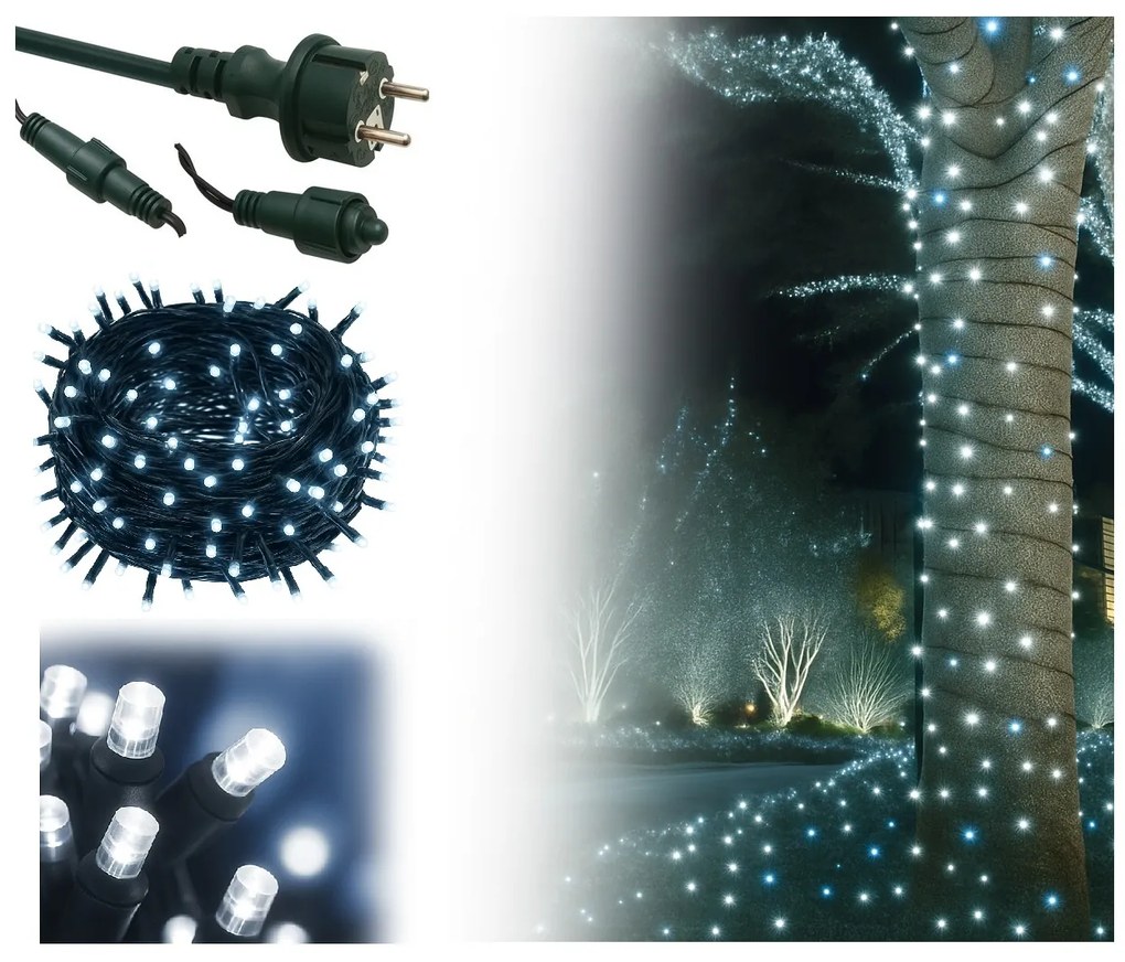 Vianočné svetielka vonkajšie FLASH studená biela 1000 LED