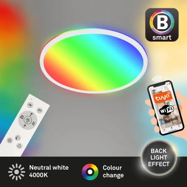 Briloner 7494016-LED RGBW stmievateľné stropné svietidlo SMART LED/22W/230V 4000K s diaľkovým ovládaním Wi‑Fi Tuya