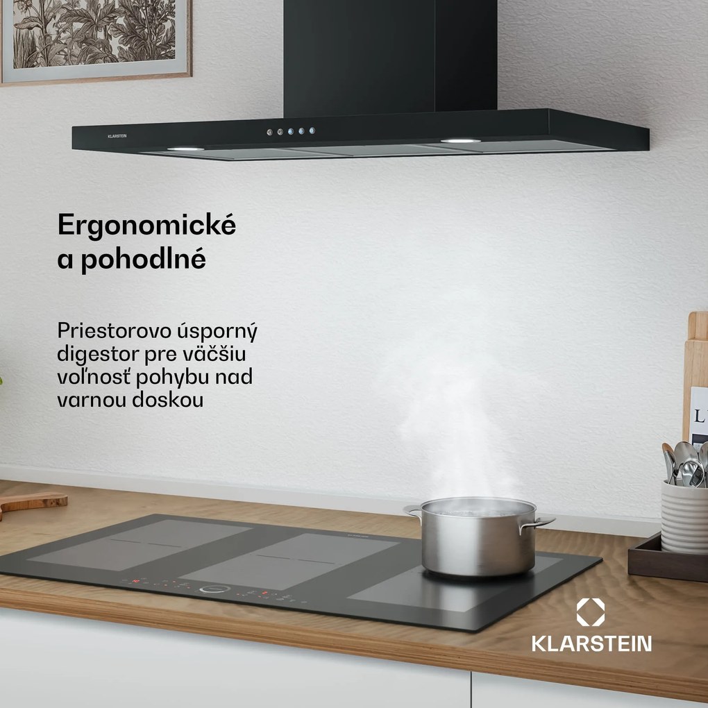 Klarstein Limelight, digestor, 90 cm, nástenný, 640 m³/h, čierny