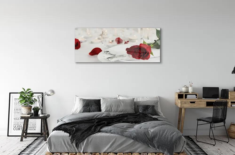 Obraz plexi Večera sviečky ruže 120x60 cm