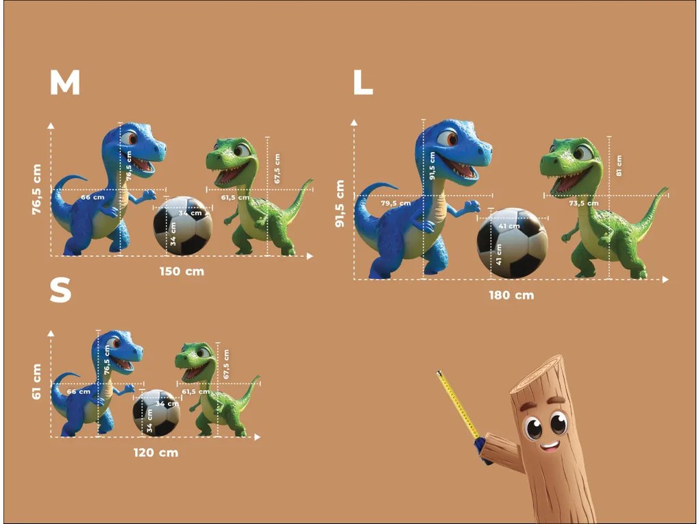 drevko | Dekorácia na stenu Zápas malých dinosaurov 61 x 120 cm