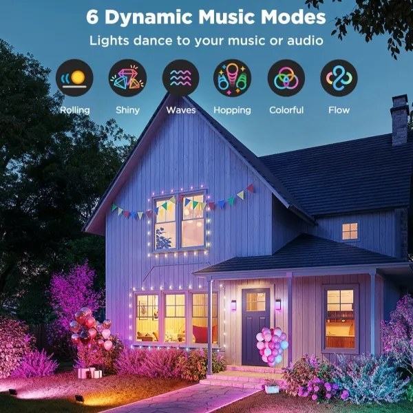 Govee - Súprava 4× stmievateľných LED reflektorov RGBICWW, 24 W, 230 V, IP66, s podporou Matter a Wi‑Fi