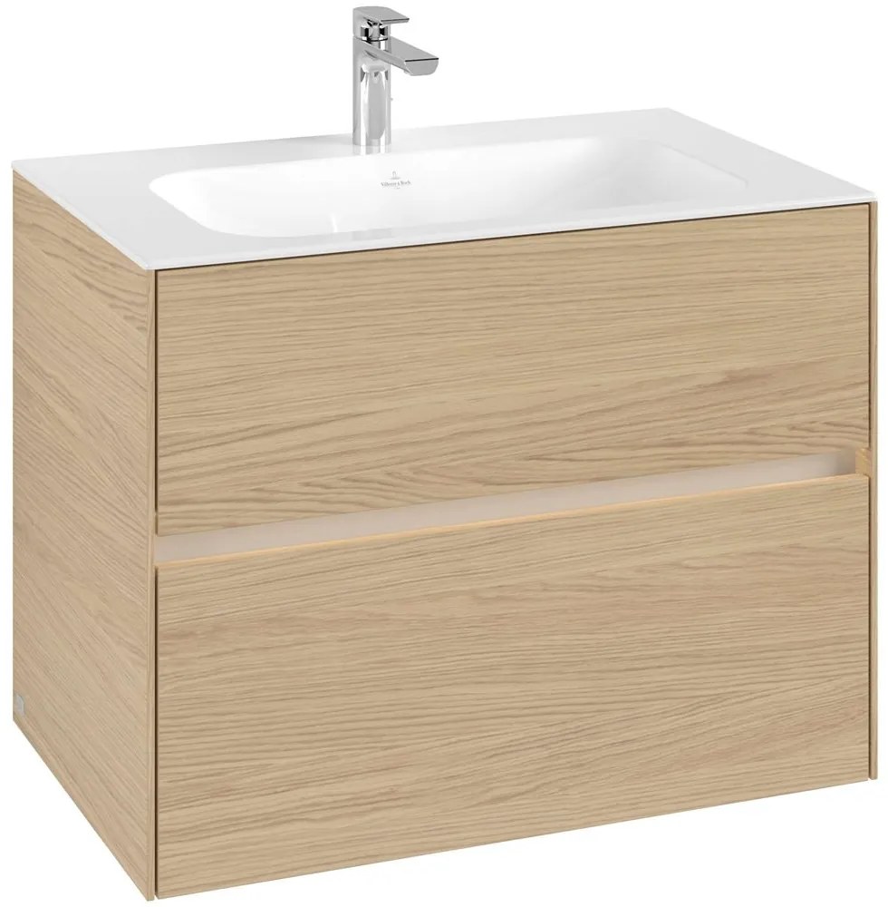 VILLEROY &amp; BOCH Collaro závesná skrinka pod umývadlo, 2 zásuvky, s LED osvetlením, 796 x 498 x 603 mm, Nordic Oak, C138B0VJ