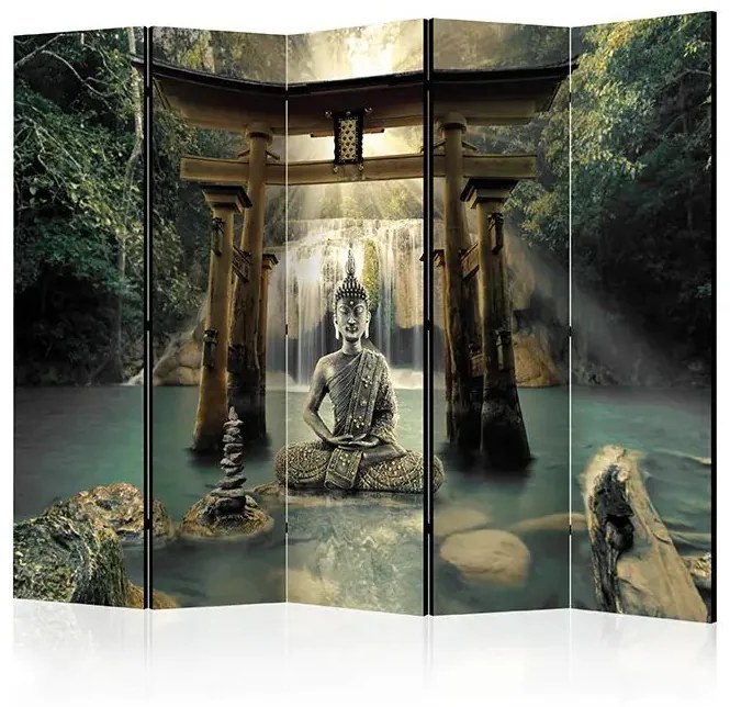 Paraván - Buddha Smile II [Room Dividers] Veľkosť: 225x172, Verzia: Obojstranný