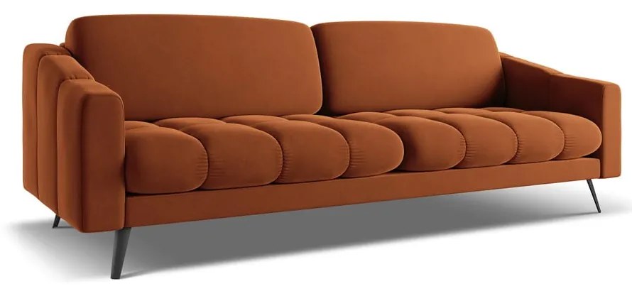 Oranžová zamatová pohovka 238 cm Nalu – Makamii