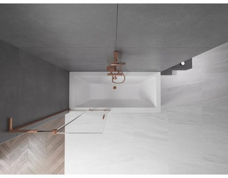 Mexen Velar L, 2-krídlová posuvná vaňová zástena 80 x 150 cm, 8mm číre sklo, ružové zlato, 896-080-003-01-60