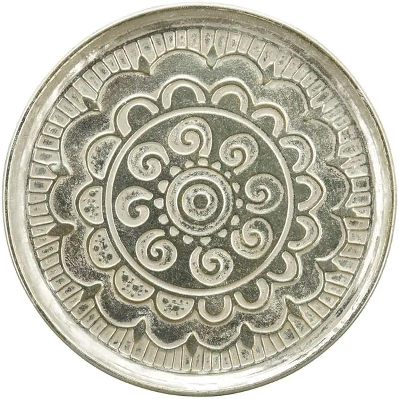 Strieborný antik kovový dekoratívny podnos ArtFerro - Ø 39*1,5 cm
