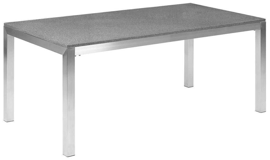 Záhradná súprava jedálenská súprava pre 6  sivý granit vcelku biele stoličky GROSSETO Beliani
