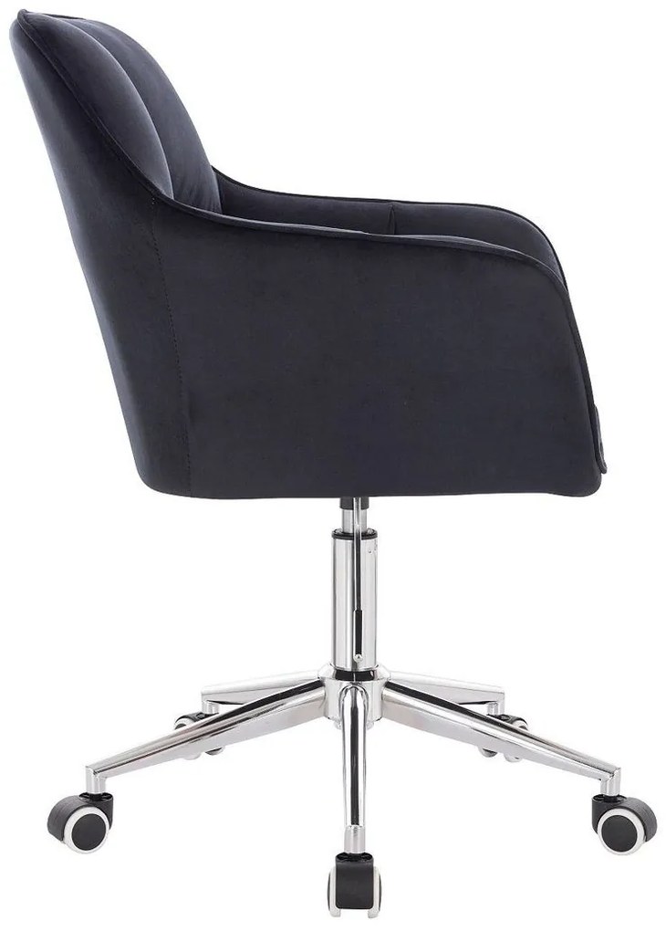 LuxuryForm DESIGN Kreslo AMALFI VELUR na striebornej podstave s kolieskami - čierne
