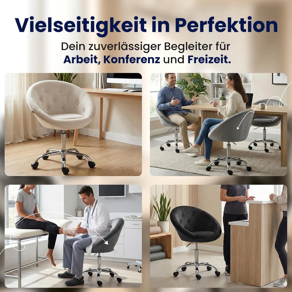 Pracovná stolička London zamat - sivá