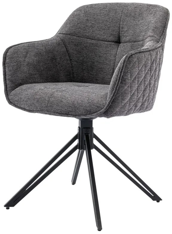 Jídelní a konferenční židle, potah tmavě šedá látka, kovové nohy, černý mat