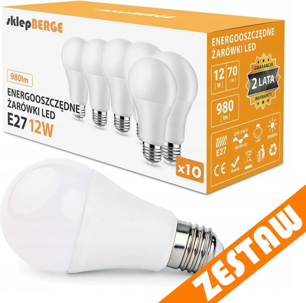 SADA 10x LED žiarovka E27 A60 12W 980lm - neutrálna biela