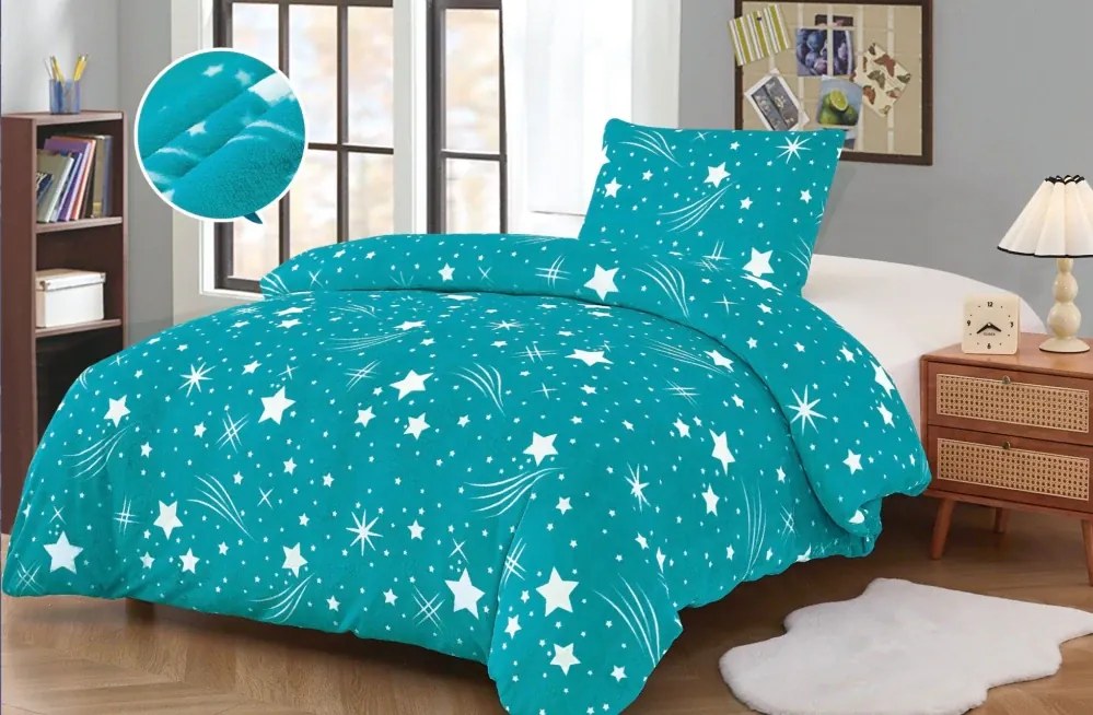 Mikroplyšové obliečky NIGHT SKY tyrkysová Rozmer obliečky: 70 x 90 cm | 140 x 200 cm