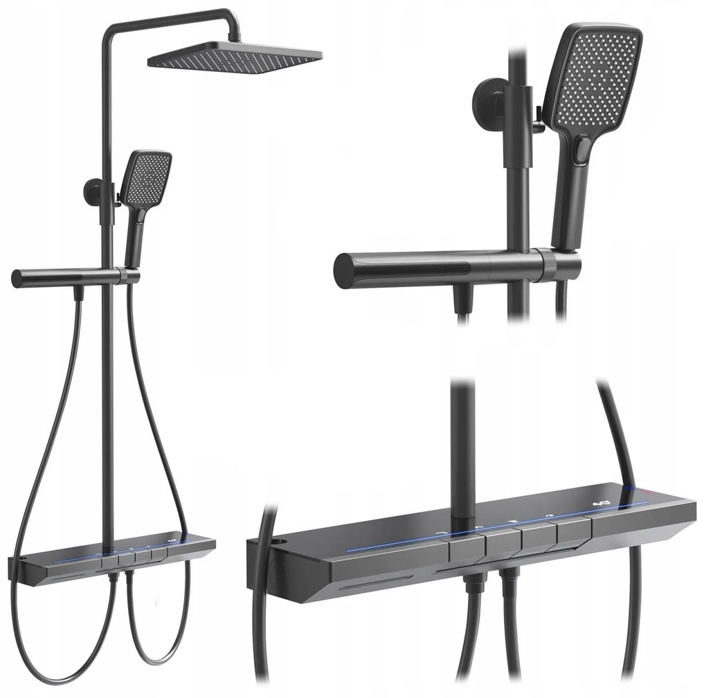 Rea Pedro, sprchový set s termostatom, grafitová, REA-P0896