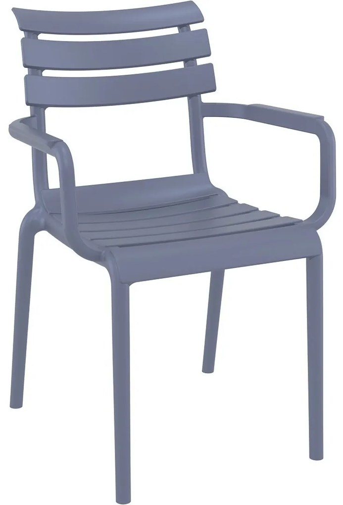 PARIS záhradná stolička s podrúčkami dark grey