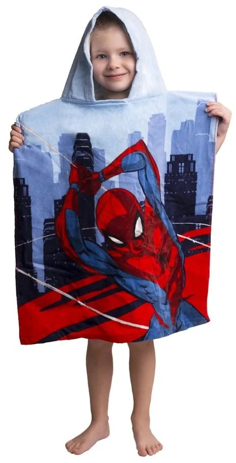 Modro-červené froté detské pončo Spider-Man - Jerry Fabrics