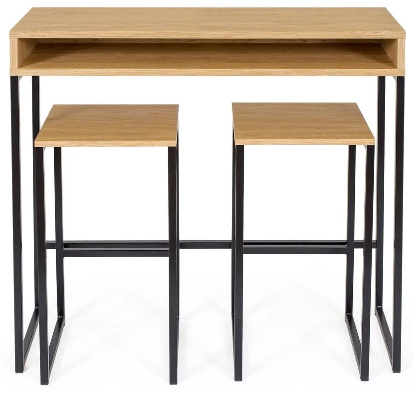 Čierna/v prírodnej farbe barová stolička v dekore duba Frame – Woodman