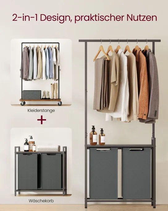 Kôš na bielizeň s tyčou na oblečenie BLH241G01