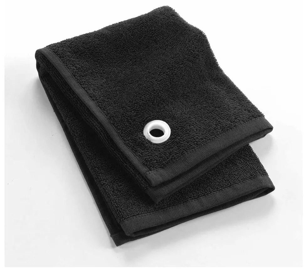 Čierny froté bavlnený uterák 50x50 cm Cuistot – douceur d'intérieur