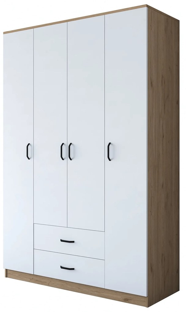 Šatní skříň BA 112 140 cm ořech/bílá