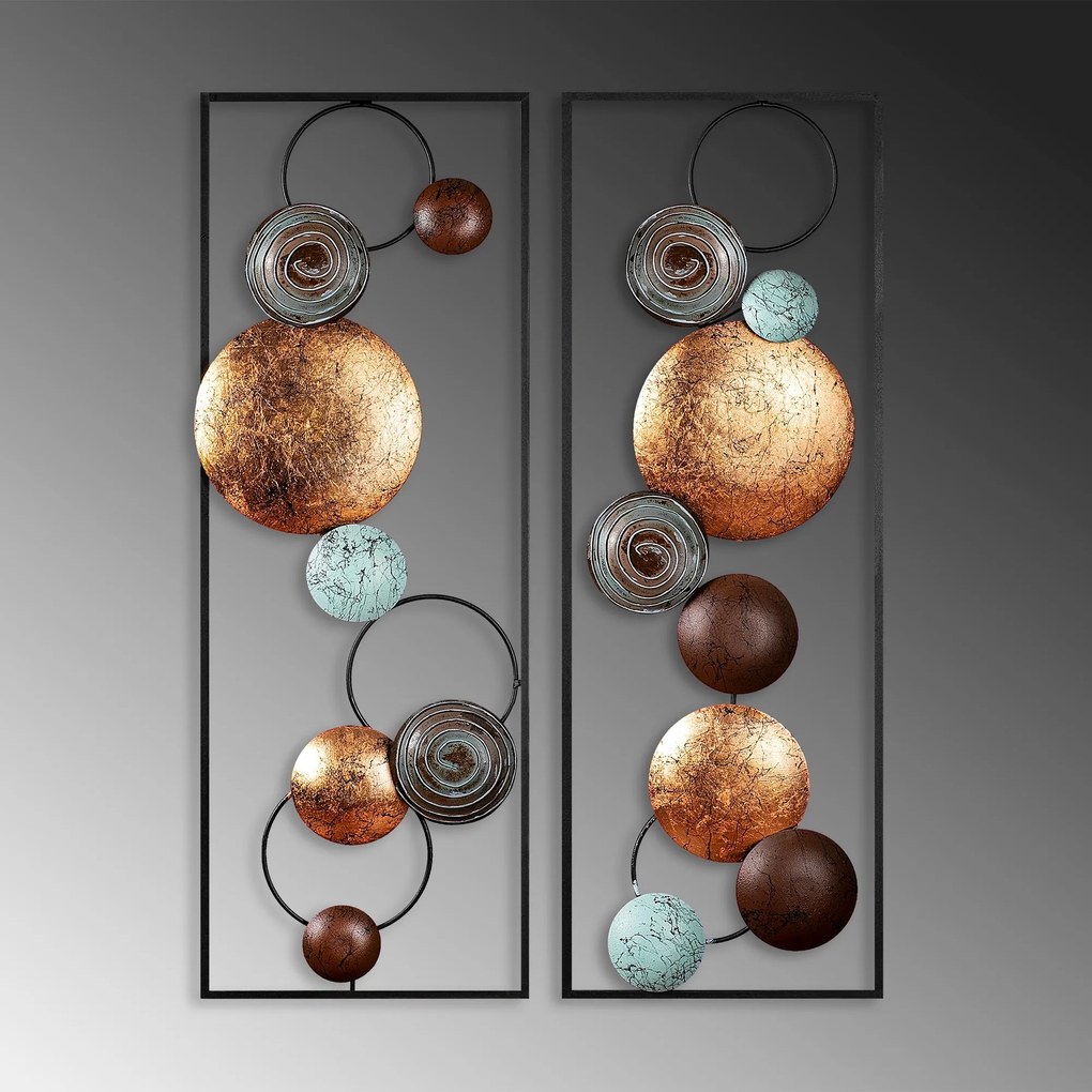 Súprava 2 ks nástenných kovových dekorácií Štruktúrovaných - 9 viacfarebných