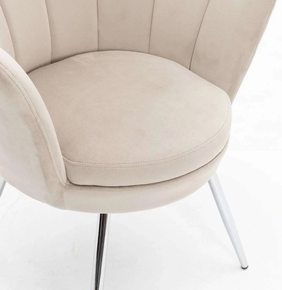 LuxuryForm DESIGN Kreslo FREY VELUR so striebornými nohami - latte