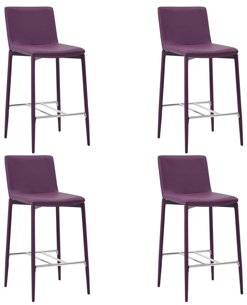 vidaXL Barové stoličky 4 ks, fialové, umelá koža