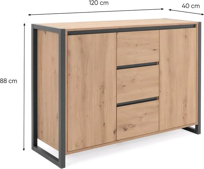 Komoda so zásuvkami Denver, dub artisan/antracit