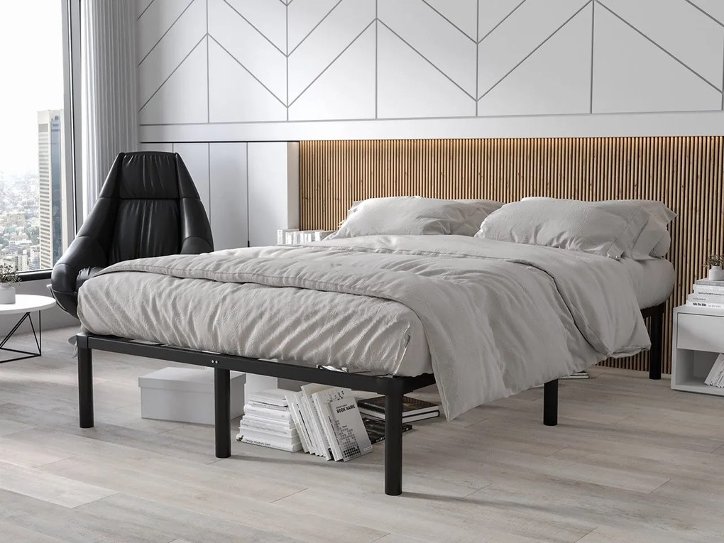 Manželská kovová posteľ s roštom Izaur I, Rozmer postele: 160x200, Farby: čierna
