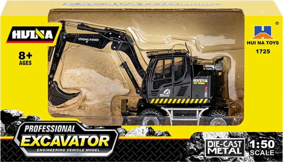 Kolové rýpadlo s buldozérom Kovová Huina čierna 1:50