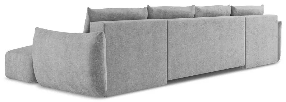 Svetlosivá ženilková rozkladacia rohová pohovka (do tvaru "U") Leila – Makamii