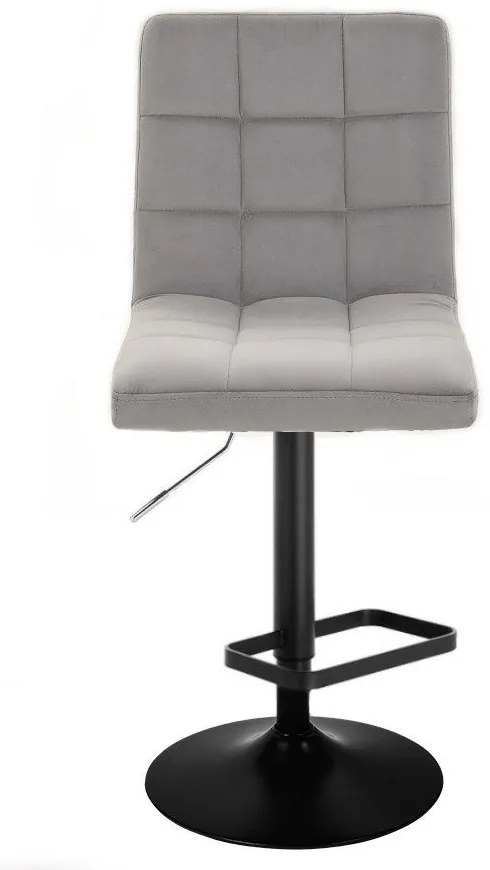 LuxuryForm Barová stolička TOLEDO VELUR na čiernom tanieri - svetlo šedá