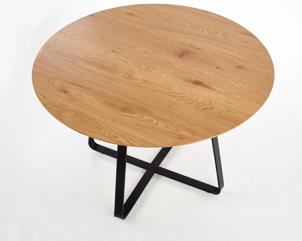 AKCIA Čierny jedálenský stôl s dubovou doskou NOCTURNE 120x120 II. akosť