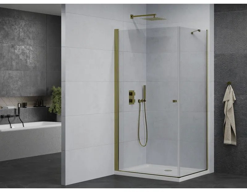 Mexen Pretoria sprchovací kút 70 x 100 cm, číre sklo-zlatý profil + sprchová vanička - 852-070-100-50-00-4010