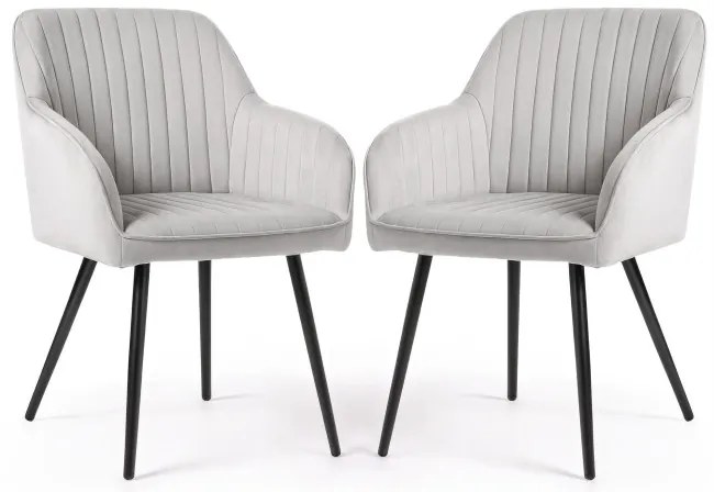 Sada dvoch jedálenských stoličiek FLORENCE zamatové, sivé / čierne nohy (2 ks)