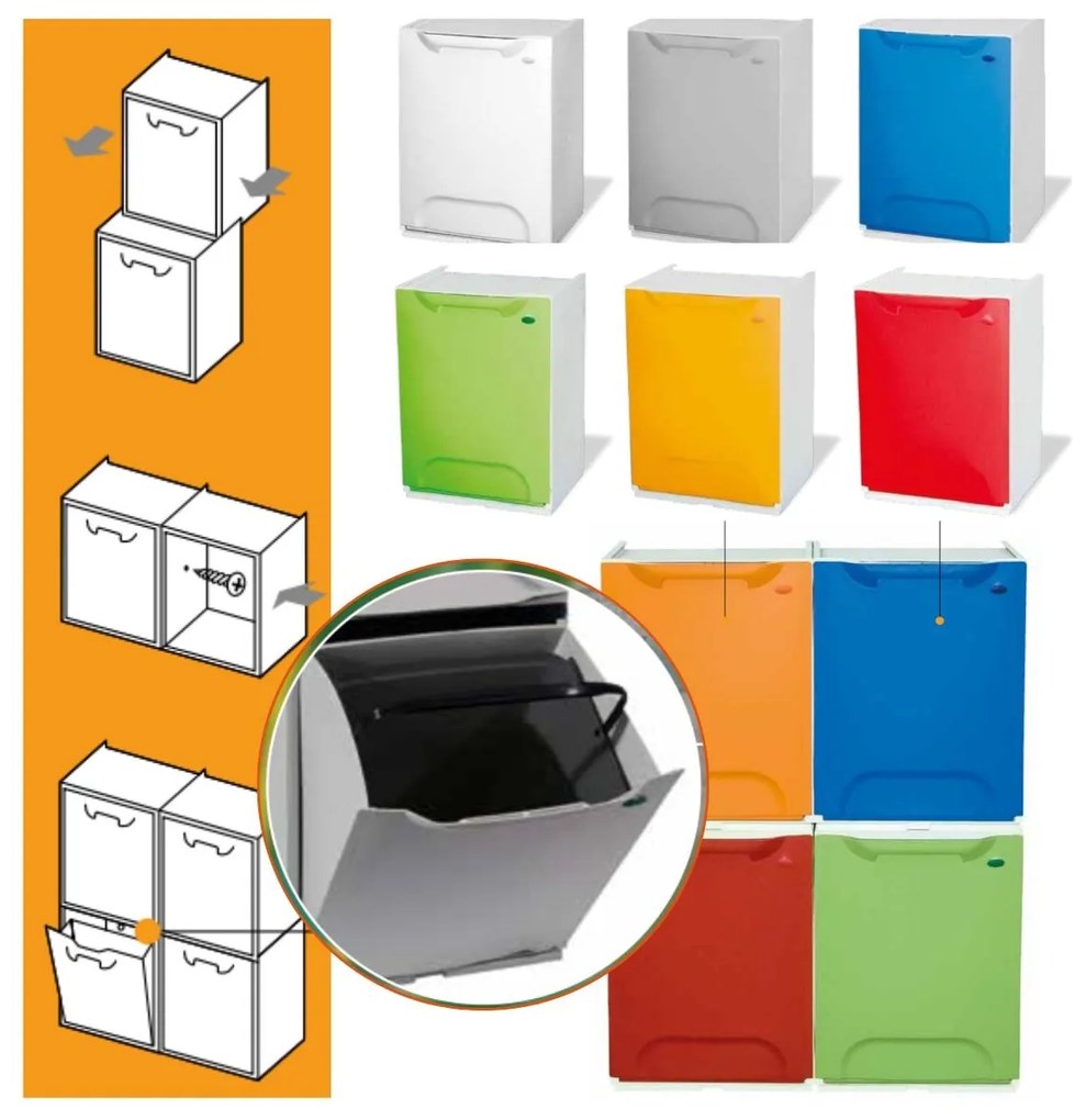 ARTPLAST Úložný box / kôš výklopný Eco-Logico biely 34x29x47 cm