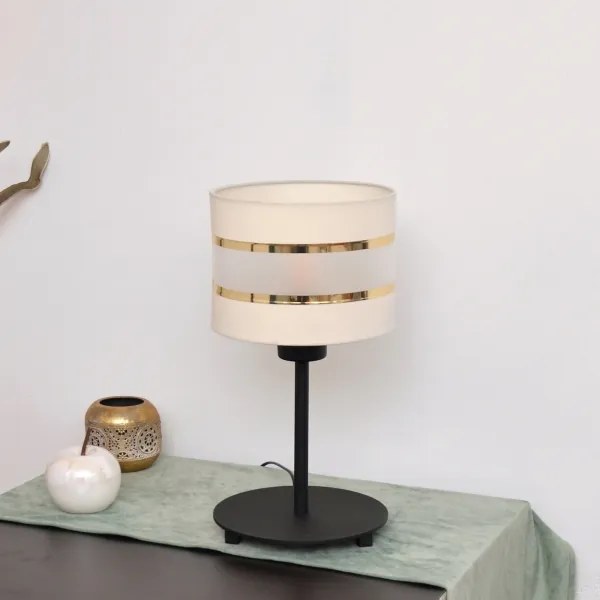 LED Stolná lampa HELEN 1xE27/15W/230V krémová/čierna/zlatá