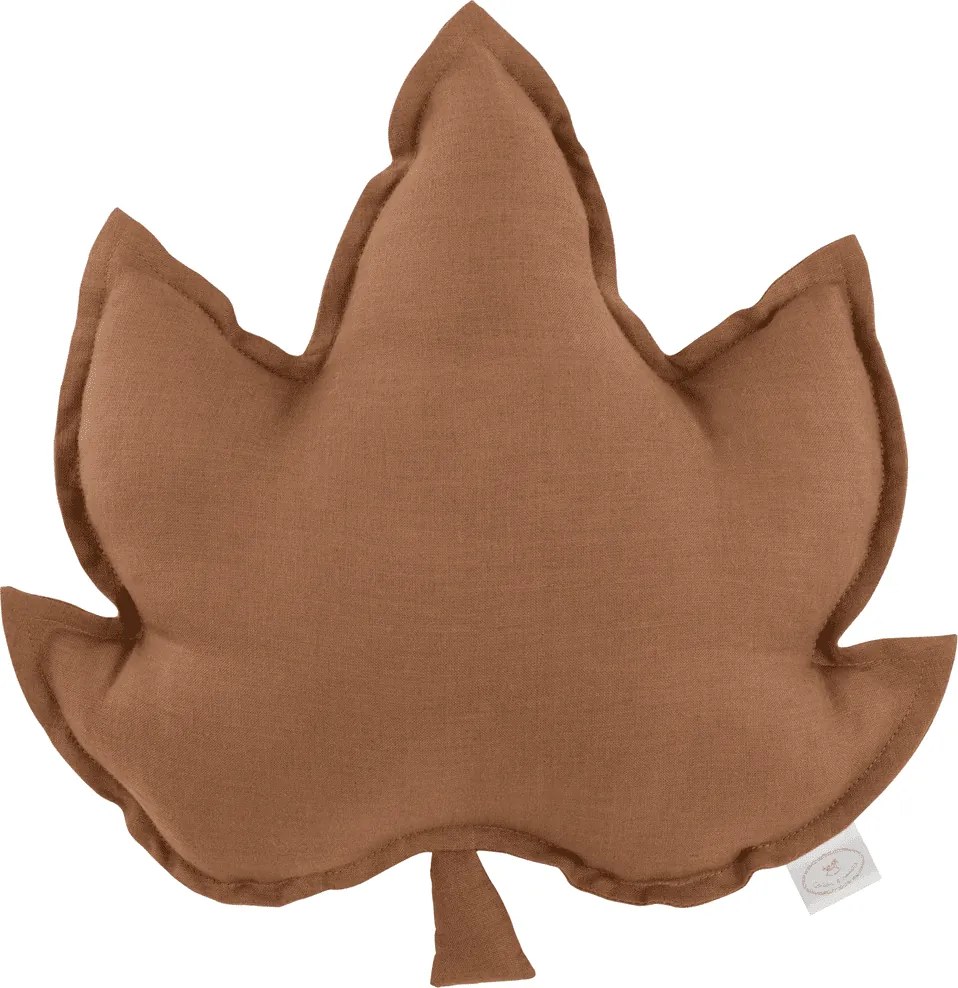 Ľanový vankúš javorový list čokoládová 43x43 cm