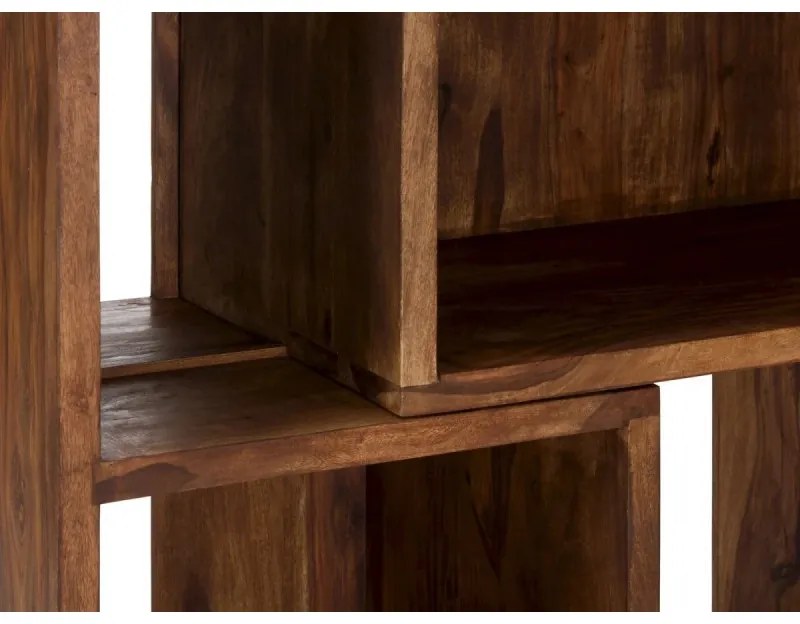 furniture-nabytek.cz - Masívna knižnica z palisandra s výsuvnými policami, lakovaná, hnedá – 85×40×177 cm