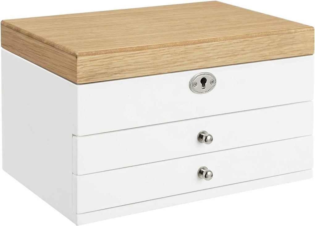 Šperkovnica Jow, 24,5x14,5x17 cm, biela/hnedá