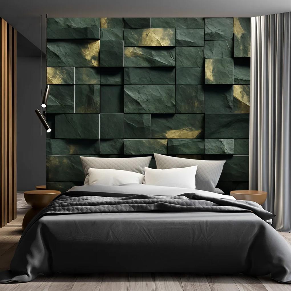 Fototapeta, Zelená mozaika kostka 3D - 200x140 cm