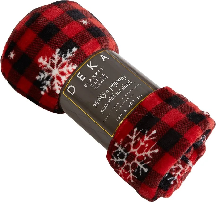 Home Elements Mikroflanelová deka Káro s vločkami