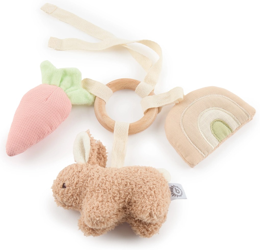 Bieco - Drevený krúžok s tromi odnímateľnými hračkami - králiček Fine