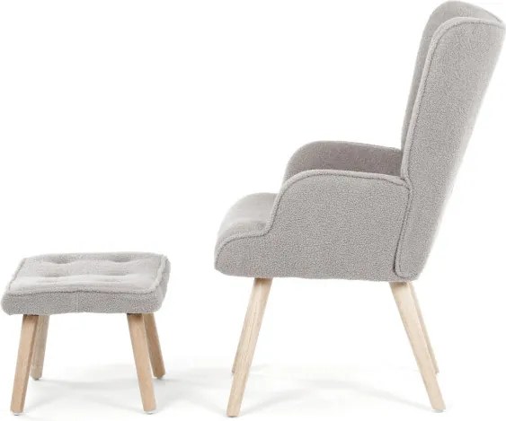 Kreslo sivé bouclé s podnožkou AK-319 GREY2