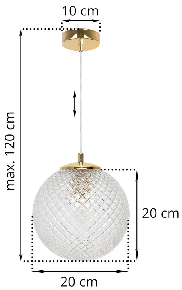 Závesne svietidlo Cannes, 1x číre sklenené tienidlo (fi 20 cm), G
