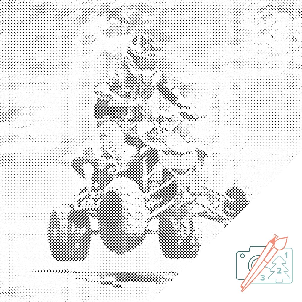 Gario Bodkovanie Adrenalín na štyroch kolesách Rozmery: 50 x 50 cm, Rámovanie: Iba zrolované plátno, Farba bodiek: Čierna