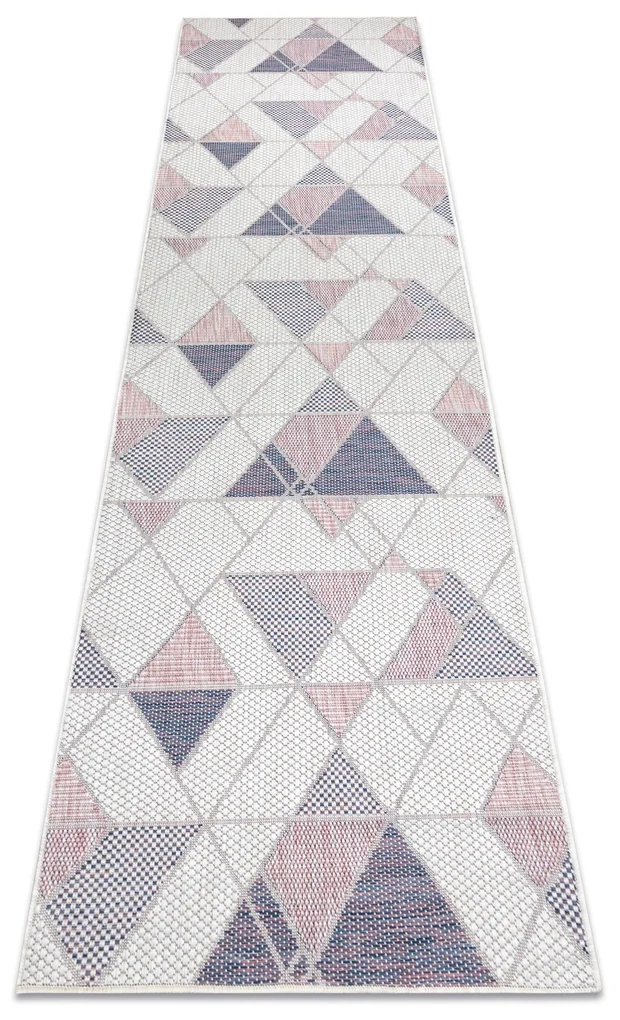 Koberec, behúň SISAL SION Geometrický, Trojuholníky 3006 ecru / ružová