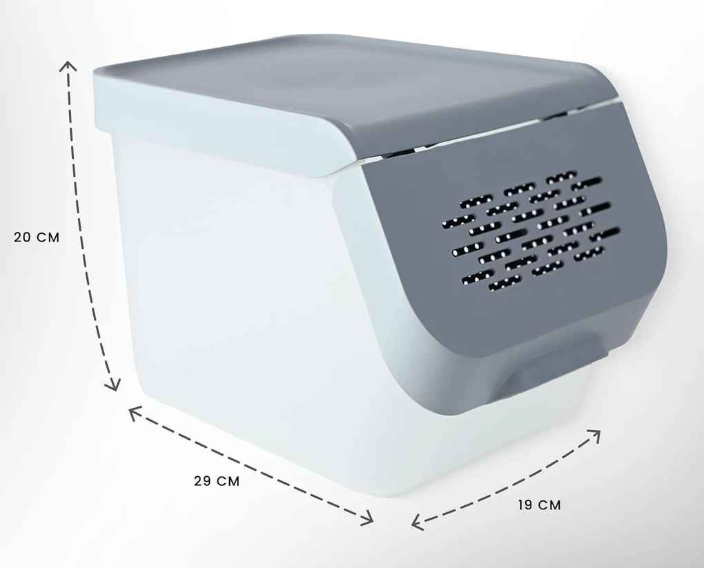 ALTOM Úložný box na zemiaky a cibuľu s vetraním, sivý (10 l)
